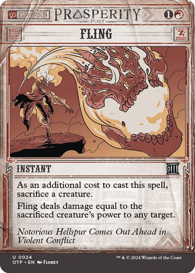2024 Magic: The Gathering: Outlaws of Thunder Junction: Breaking News (OTP) - Fling (#24, Uncommon) (, Near Mint)