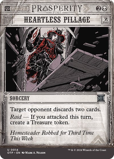 2024 Magic: The Gathering: Outlaws of Thunder Junction: Breaking News (OTP) - Heartless Pillage (#14, Uncommon) (, Near Mint)