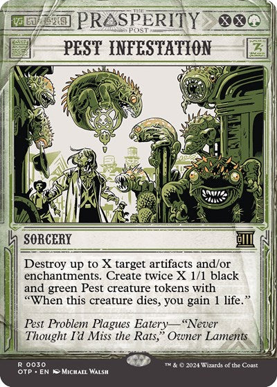 2024 Magic: The Gathering: Outlaws of Thunder Junction: Breaking News (OTP) - Pest Infestation (#30, Rare) (, Near Mint)