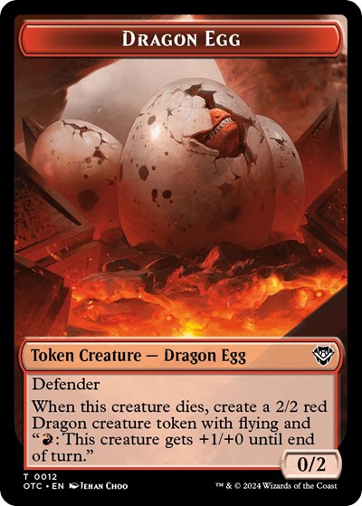 2024 Magic: The Gathering: Commander: Outlaws of Thunder Junction (OTC) - Dragon Egg Dragon Double Sided Token (#12 // 11, T) (, Near Mint)