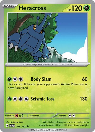 2024 Pokemon: SV06: Twilight Masquerade (TWM) - Heracross (#008/167, Uncommon) (, Near Mint)