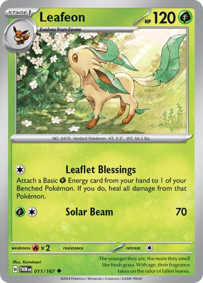 2024 Pokemon: SV06: Twilight Masquerade (TWM) - Leafeon (#011/167, Uncommon) (, Near Mint)