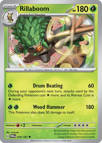 2024 Pokemon: SV06: Twilight Masquerade (TWM) - Rillaboom (#016/167, Uncommon) (, Near Mint)