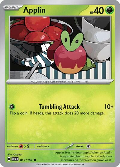 2024 Pokemon: SV06: Twilight Masquerade (TWM) - Applin 017 167 (#017/167, Common) (, Near Mint)