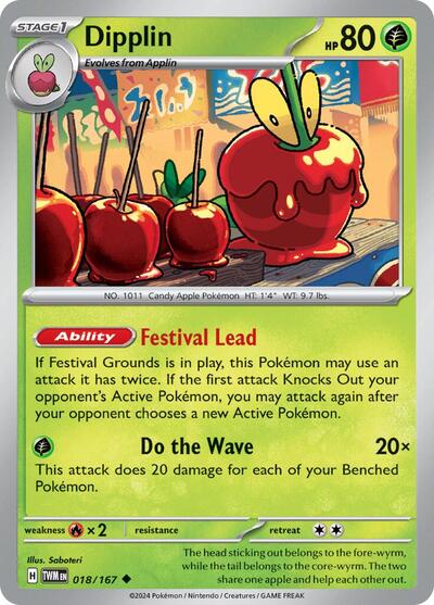 2024 Pokemon: SV06: Twilight Masquerade (TWM) - Dipplin 018 167 (#018/167, Uncommon) (, Near Mint)
