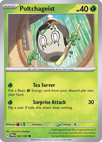 2024 Pokemon: SV06: Twilight Masquerade (TWM) - Poltchageist 021 167 (#021/167, Common) (, Near Mint)