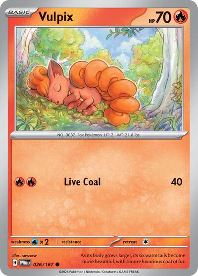2024 Pokemon: SV06: Twilight Masquerade (TWM) - Vulpix (#026/167, Common) (, Near Mint)
