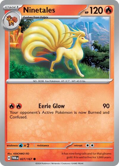 2024 Pokemon: SV06: Twilight Masquerade (TWM) - Ninetales (#027/167, Common) (, Near Mint)