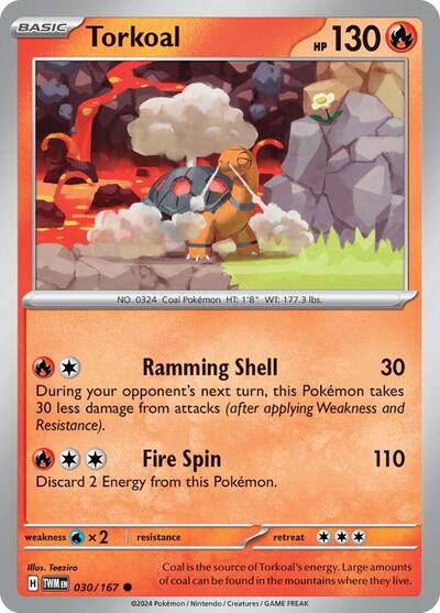 2024 Pokemon: SV06: Twilight Masquerade (TWM) - Torkoal 030 167 (#030/167, Common) (, Near Mint)