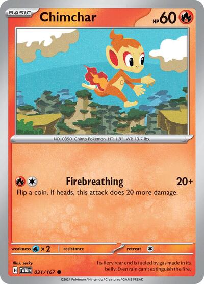 2024 Pokemon: SV06: Twilight Masquerade (TWM) - Chimchar (#031/167, Common) (, Near Mint)