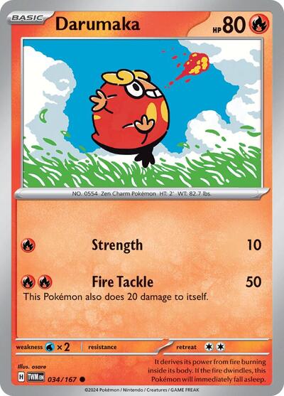 2024 Pokemon: SV06: Twilight Masquerade (TWM) - Darumaka (#034/167, Common) (, Near Mint)