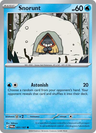 2024 Pokemon: SV06: Twilight Masquerade (TWM) - Snorunt (#051/167, Common) (, Near Mint)
