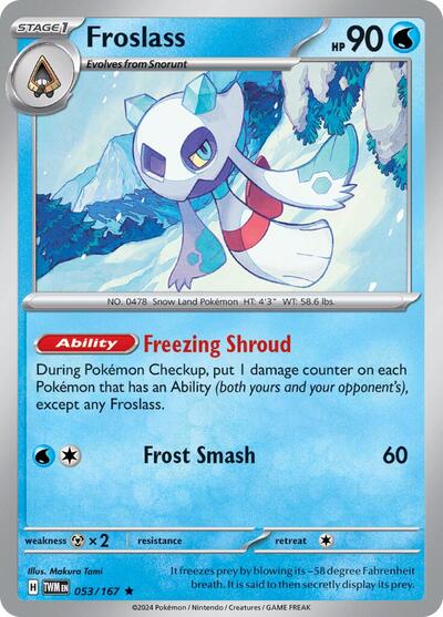 2024 Pokemon: SV06: Twilight Masquerade (TWM) - Froslass 053 167 (#053/167, Rare) (Reverse Holofoil, Near Mint)