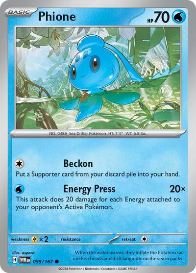 2024 Pokemon: SV06: Twilight Masquerade (TWM) - Phione 055 167 (#055/167, Common) (, Near Mint)