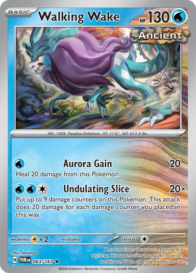 2024 Pokemon: SV06: Twilight Masquerade (TWM) - Walking Wake (#063/167, Rare) (Holofoil, Near Mint)