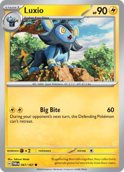 2024 Pokemon: SV06: Twilight Masquerade (TWM) - Luxio (#067/167, Common) (, Near Mint)