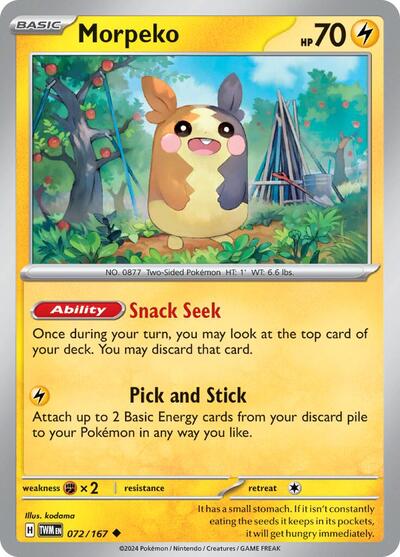 2024 Pokemon: SV06: Twilight Masquerade (TWM) - Morpeko (#072/167, Uncommon) (, Near Mint)