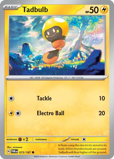 2024 Pokemon: SV06: Twilight Masquerade (TWM) - Tadbulb (#073/167, Common) (, Near Mint)