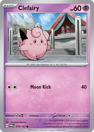 2024 Pokemon: SV06: Twilight Masquerade (TWM) - Clefairy (#078/167, Common) (, Near Mint)