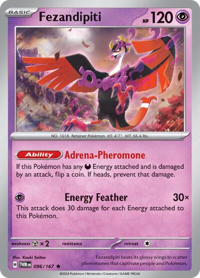 2024 Pokemon: SV06: Twilight Masquerade (TWM) - Fezandipiti (#096/167, Rare) (Holofoil, Near Mint)