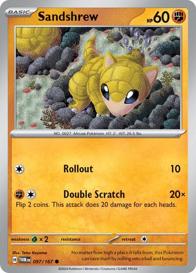 2024 Pokemon: SV06: Twilight Masquerade (TWM) - Sandshrew (#097/167, Common) (, Near Mint)