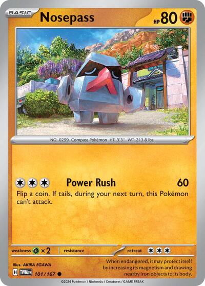 2024 Pokemon: SV06: Twilight Masquerade (TWM) - Nosepass (#101/167, Common) (, Near Mint)