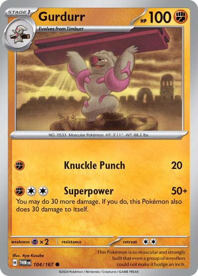 2024 Pokemon: SV06: Twilight Masquerade (TWM) - Gurdurr (#104/167, Common) (, Near Mint)