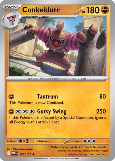 2024 Pokemon: SV06: Twilight Masquerade (TWM) - Conkeldurr (#105/167, Uncommon) (, Near Mint)
