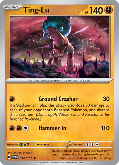2024 Pokemon: SV06: Twilight Masquerade (TWM) - Ting Lu (#110/167, Rare) (Holofoil, Near Mint)