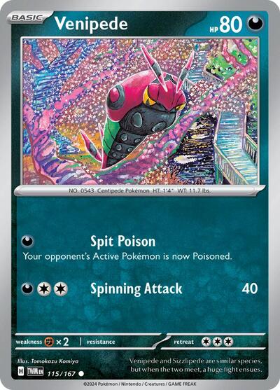 2024 Pokemon: SV06: Twilight Masquerade (TWM) - Venipede (#115/167, Common) (, Near Mint)