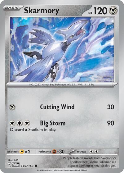 2024 Pokemon: SV06: Twilight Masquerade (TWM) - Skarmory (#119/167, Common) (, Near Mint)