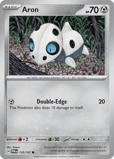 2024 Pokemon: SV06: Twilight Masquerade (TWM) - Aron (#120/167, Common) (, Near Mint)