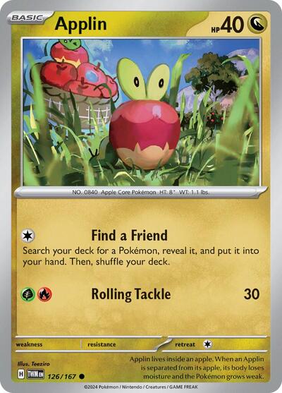2024 Pokemon: SV06: Twilight Masquerade (TWM) - Applin 126 167 (#126/167, Common) (, Near Mint)