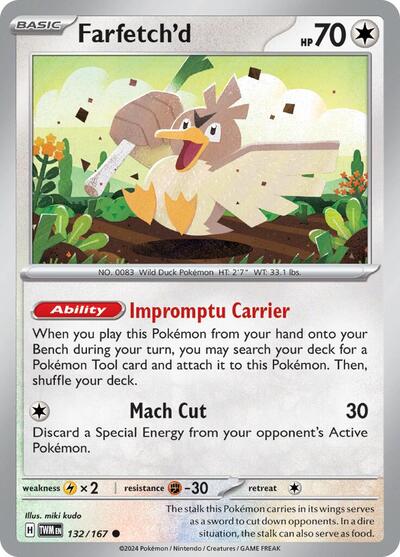 2024 Pokemon: SV06: Twilight Masquerade (TWM) - Farfetchd (#132/167, Common) (, Near Mint)