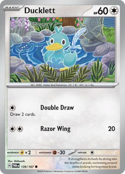 2024 Pokemon: SV06: Twilight Masquerade (TWM) - Ducklett (#139/167, Common) (, Near Mint)