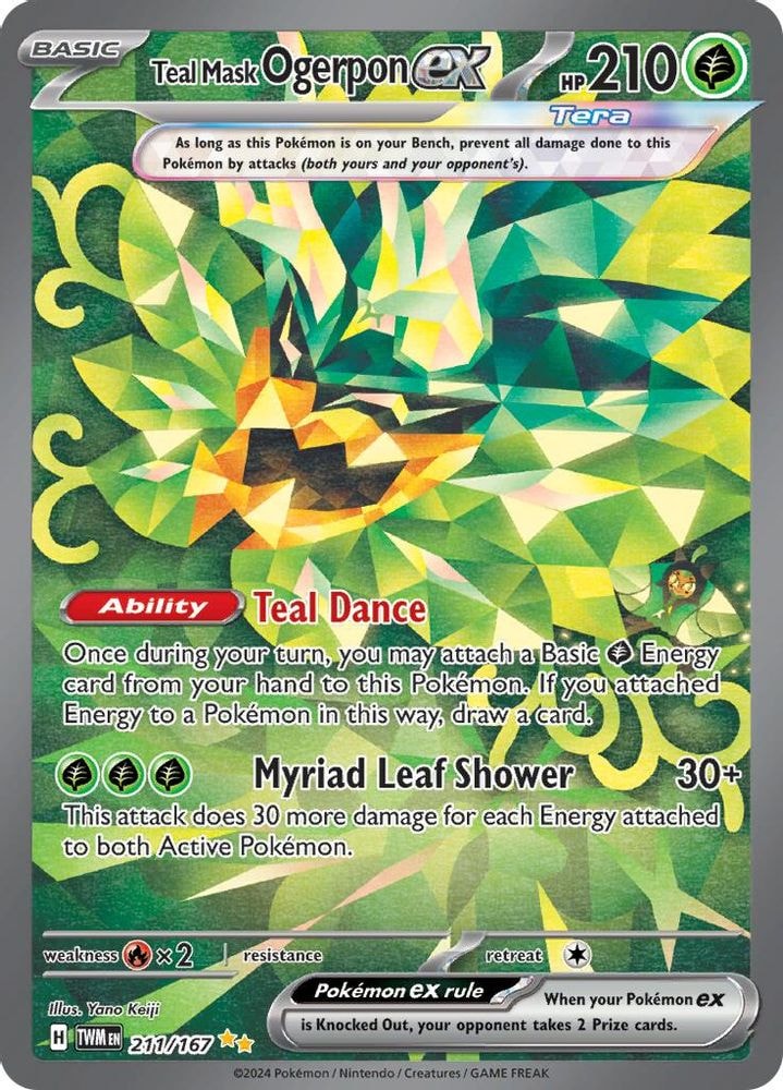 2024 Pokemon: SV06: Twilight Masquerade (TWM) - Teal Mask Ogerpon ex - 211/167 (#211/167, Special Illustration Rare) (Holofoil, Near Mint)