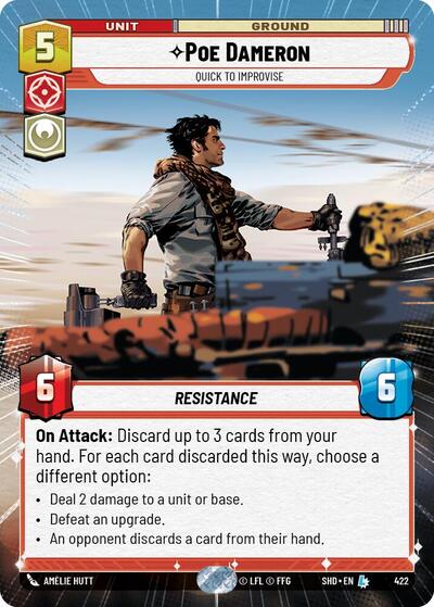 2024 Star Wars: Unlimited: Shadows of the Galaxy (SHD) - Poe Dameron Quick to Improvise Hyperspace (#422, Legendary) (, Near Mint)