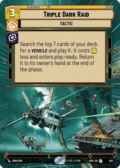 2024 Star Wars: Unlimited: Shadows of the Galaxy (SHD) - Triple Dark Raid Hyperspace (#463, Rare) (, Near Mint)