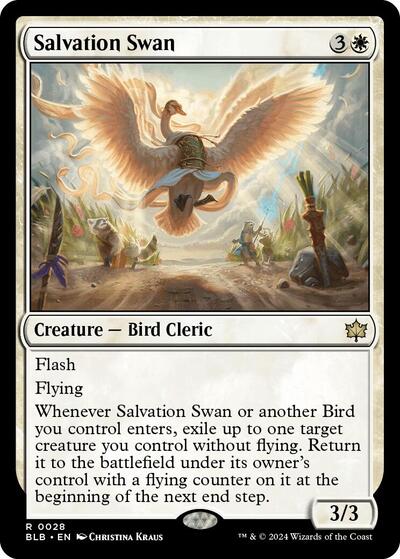 2024 Magic: The Gathering: Bloomburrow (BLB) Japanese - Salvation Swan (#28, Rare) (, Near Mint)