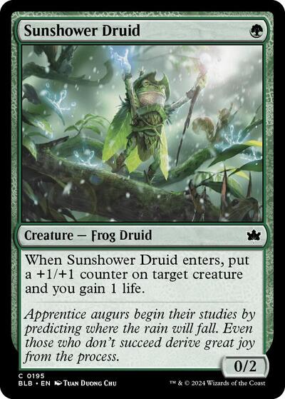 2024 Magic: The Gathering: Bloomburrow (BLB) Japanese - Sunshower Druid (#195, Common) (Foil, Near Mint)