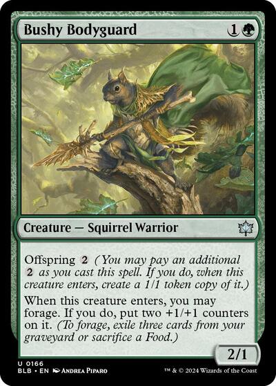 2024 Magic: The Gathering: Bloomburrow (BLB) Japanese - Bushy Bodyguard (#166, Uncommon) (, Near Mint)