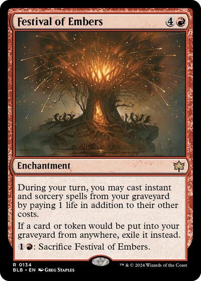 2024 Magic: The Gathering: Bloomburrow (BLB) Japanese - Festival of Embers (#134, Rare) (, Near Mint)