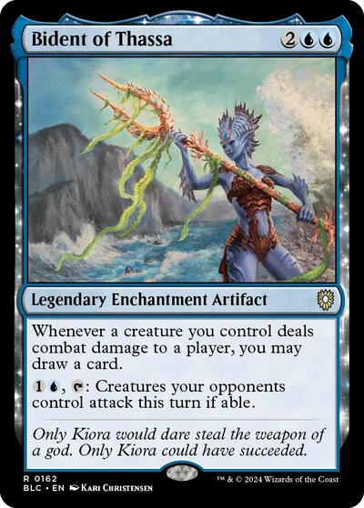 2024 Magic: The Gathering: Commander: Bloomburrow (BLC) - Bident of Thassa (#162, Rare) (, Near Mint)