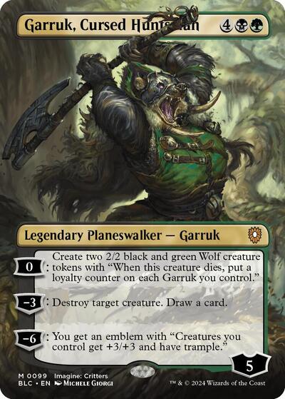 2024 Magic: The Gathering: Commander: Bloomburrow (BLC) - Garruk Cursed Huntsman Borderless (#99, Mythic Rare) (Foil, Near Mint)