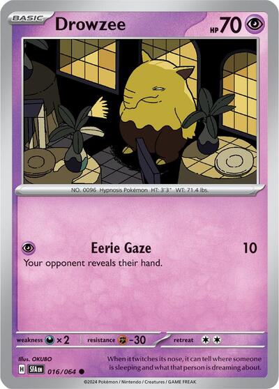 2024 Pokemon: SV: Shrouded Fable (SFA) - Drowzee (#016/064, Common) (, Near Mint)