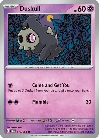 2024 Pokemon: SV: Shrouded Fable (SFA) - Duskull 018 064 (#018/064, Common) (, Near Mint)