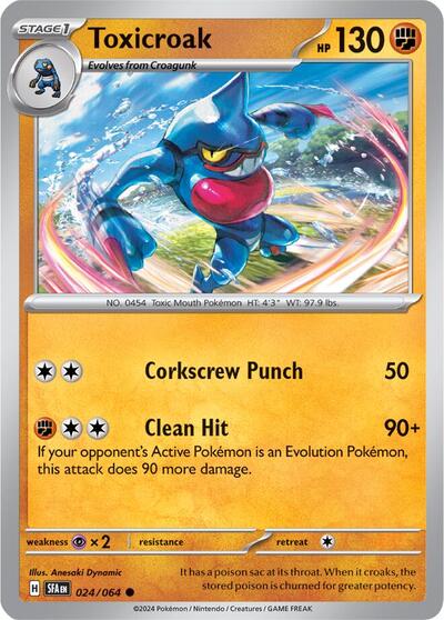 2024 Pokemon: SV: Shrouded Fable (SFA) - Toxicroak (#024/064, Common) (, Near Mint)