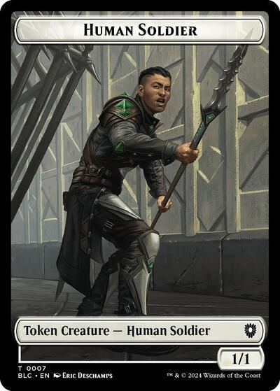 2024 Magic: The Gathering: Commander: Bloomburrow (BLC) - Human Soldier Wolf 0035 Double Sided Token (#7 // 35, T) (, Near Mint)