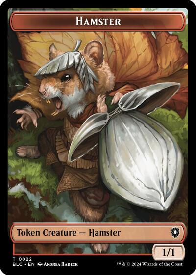 2024 Magic: The Gathering: Commander: Bloomburrow (BLC) - Hamster Beast 0024 Double Sided Token (#22 // 24, T) (, Near Mint)