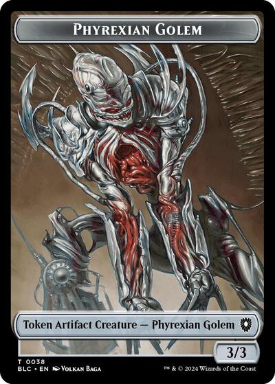 2024 Magic: The Gathering: Commander: Bloomburrow (BLC) - Phyrexian Golem Faerie Double Sided Token (#38 // 12, T) (, Near Mint)